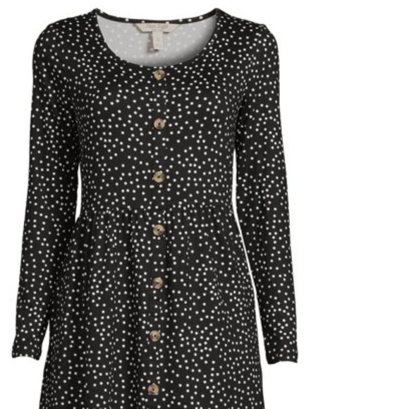 Nine.Eight Women's Button-Down Skater Mini Spring Summer Dress black with dots - Picture 4 of 15
